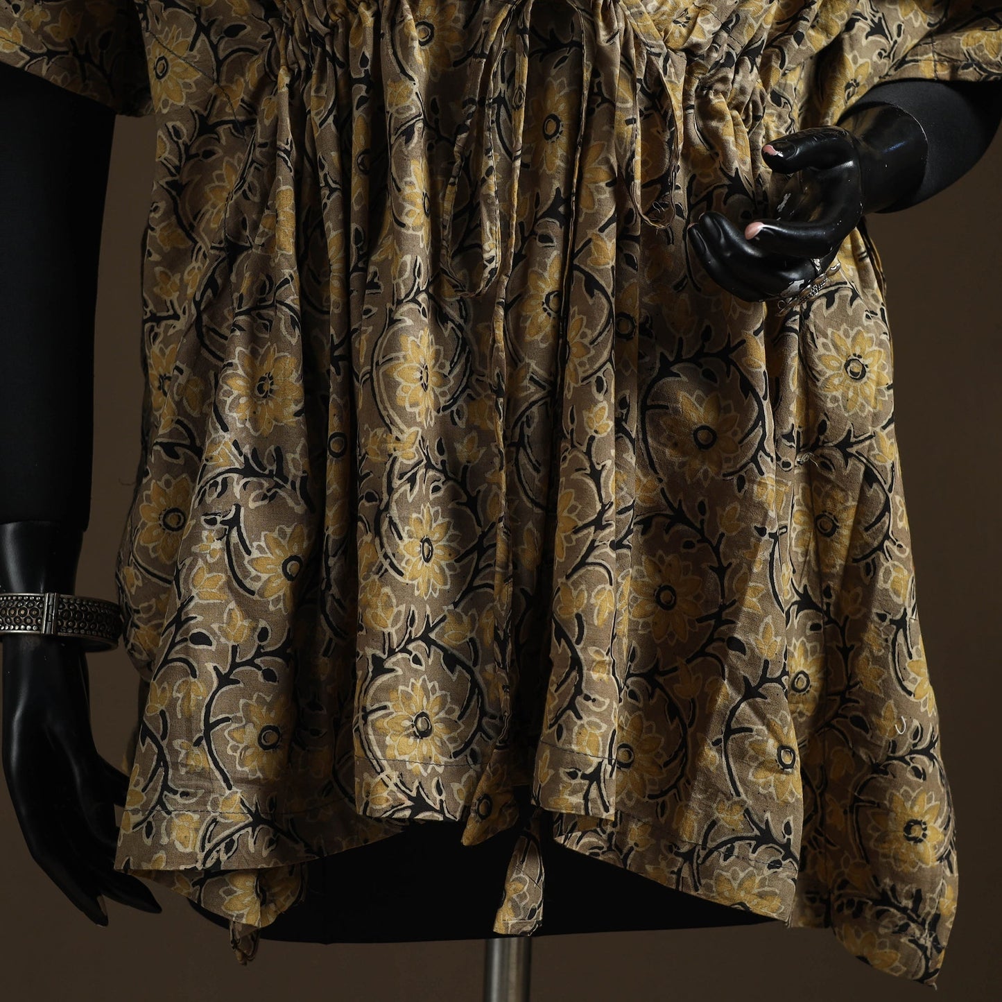 Natural dyed hand block ajrakh print cotton kaftan (short)