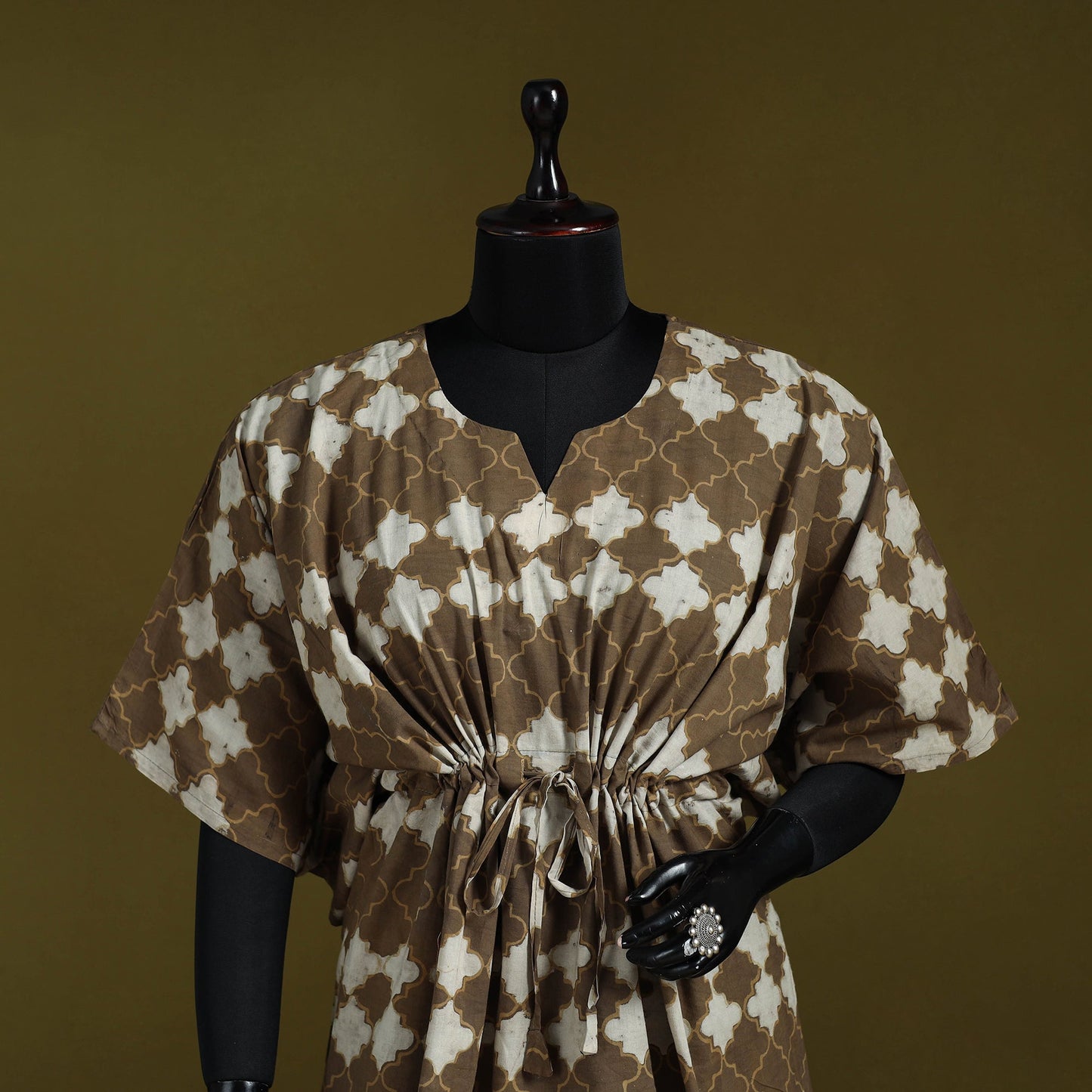 Natural dyed hand akola cotton short kaftan 42 - handcrafted