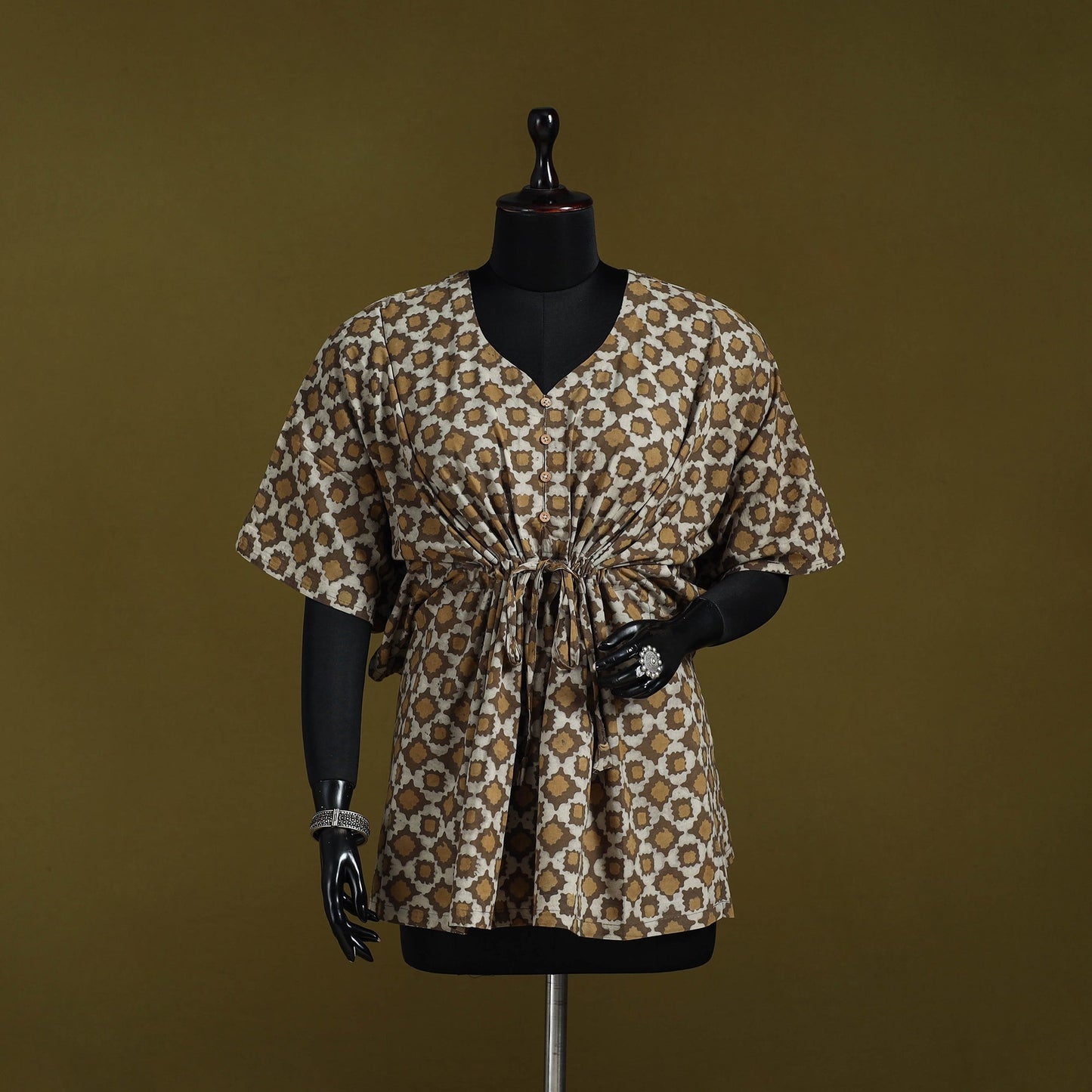 Natural dyed hand akola cotton short kaftan 43 - handcrafted