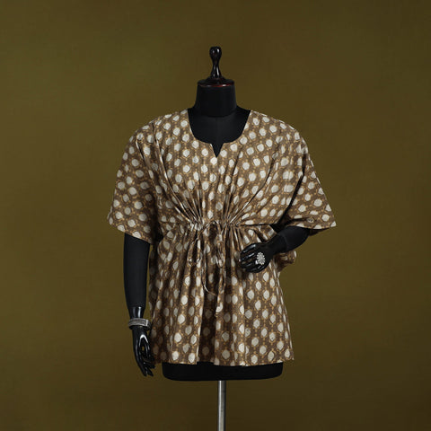 Natural dyed hand akola cotton short kaftan 44 - handcrafted