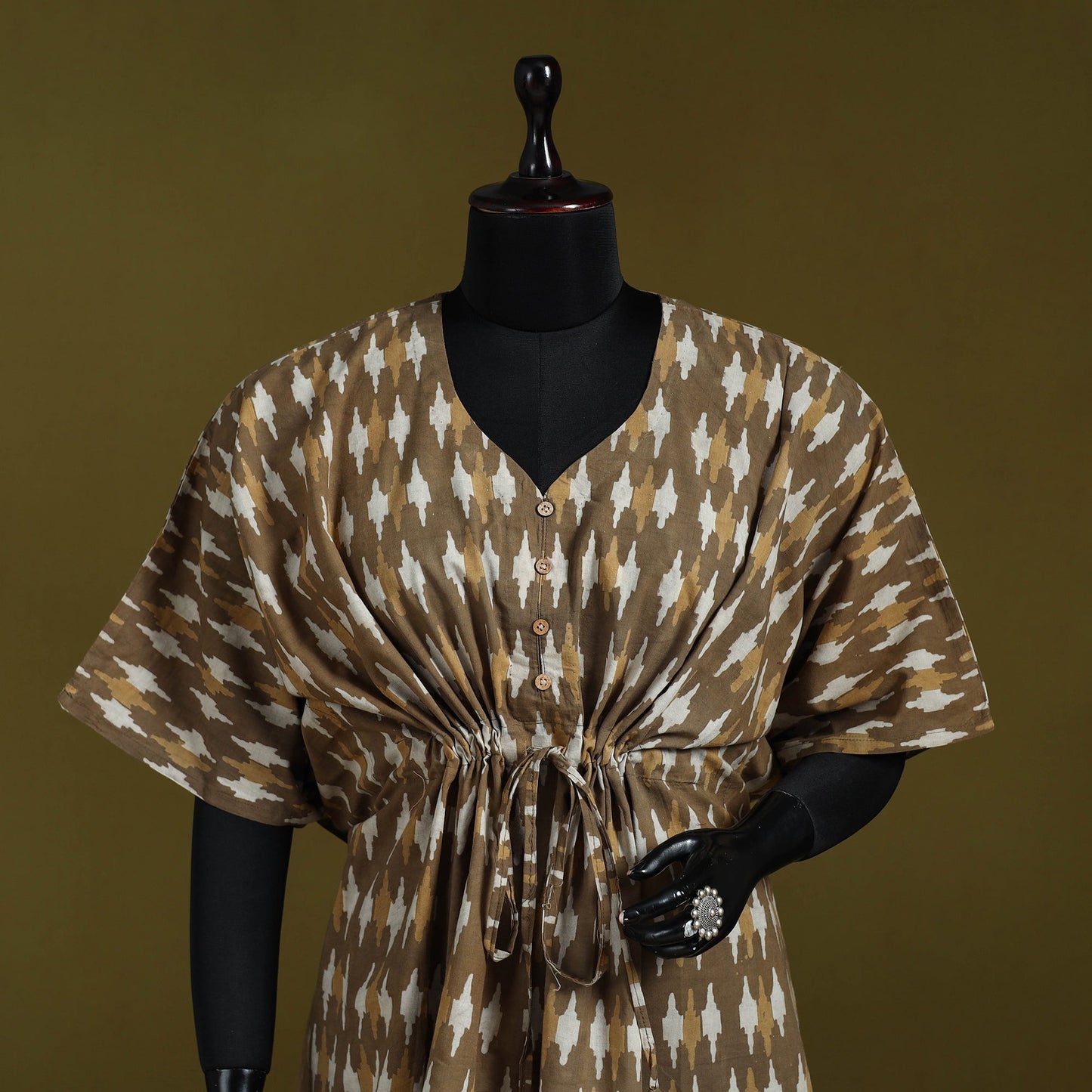 Natural dyed hand akola cotton short kaftan 48 - handcrafted