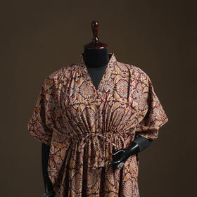 Natural dyed hand block kalamkari print cotton kaftan