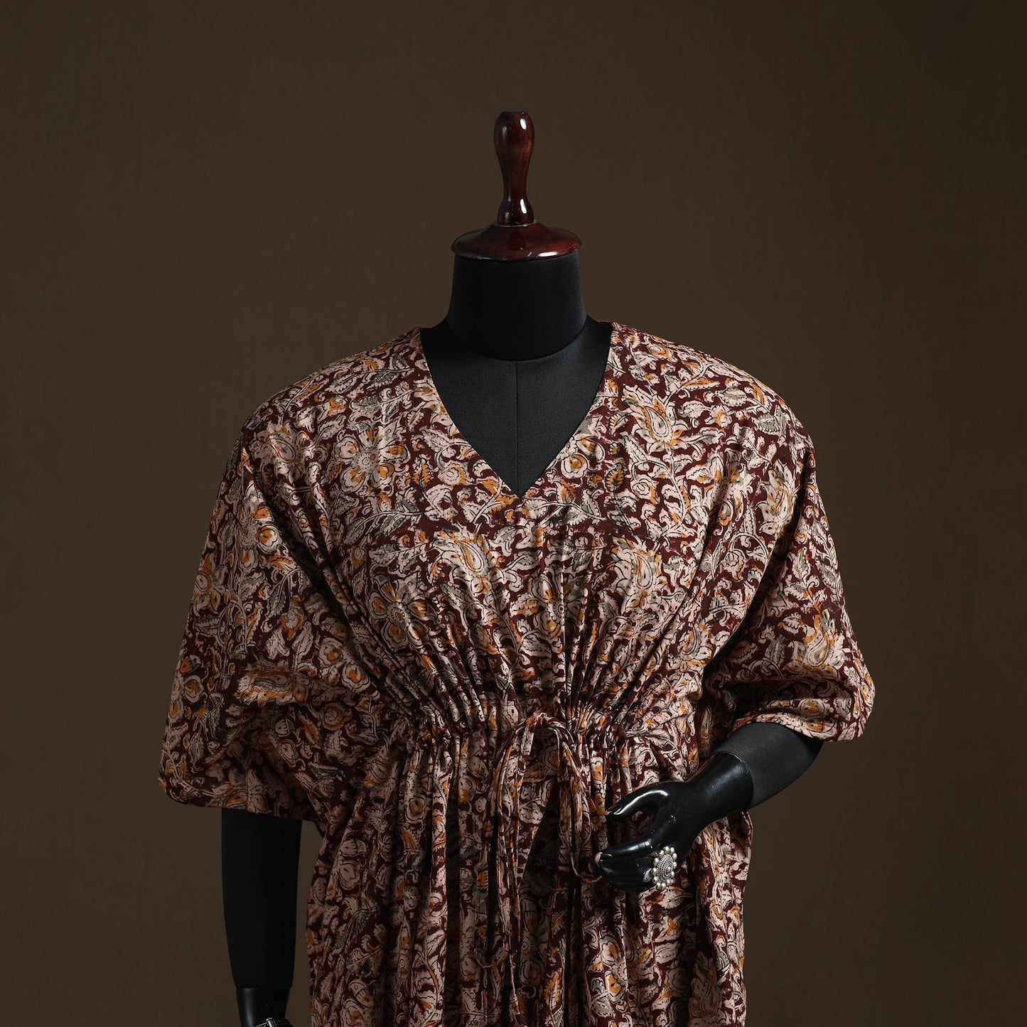 Natural dyed hand block kalamkari print cotton kaftan