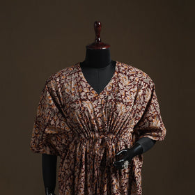 Natural dyed hand block kalamkari print cotton kaftan