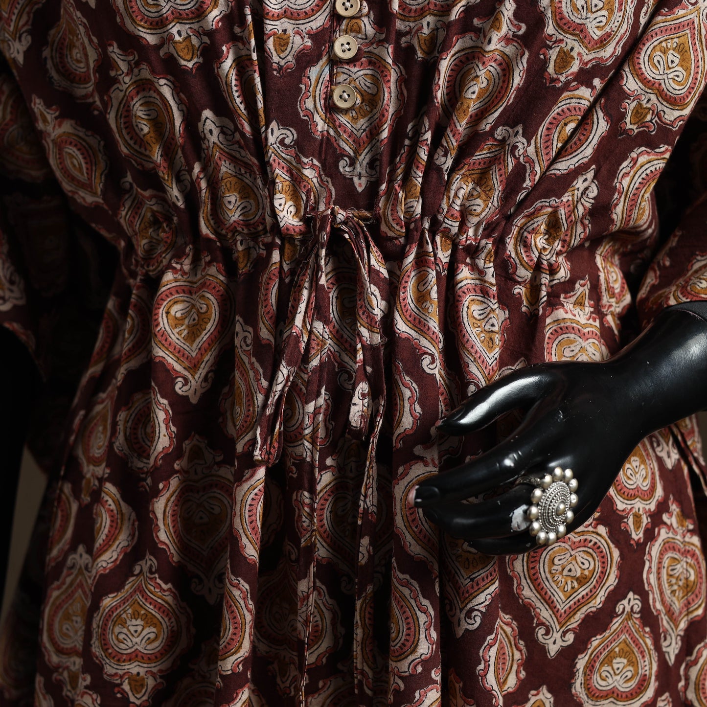 Natural dyed hand block kalamkari print cotton kaftan