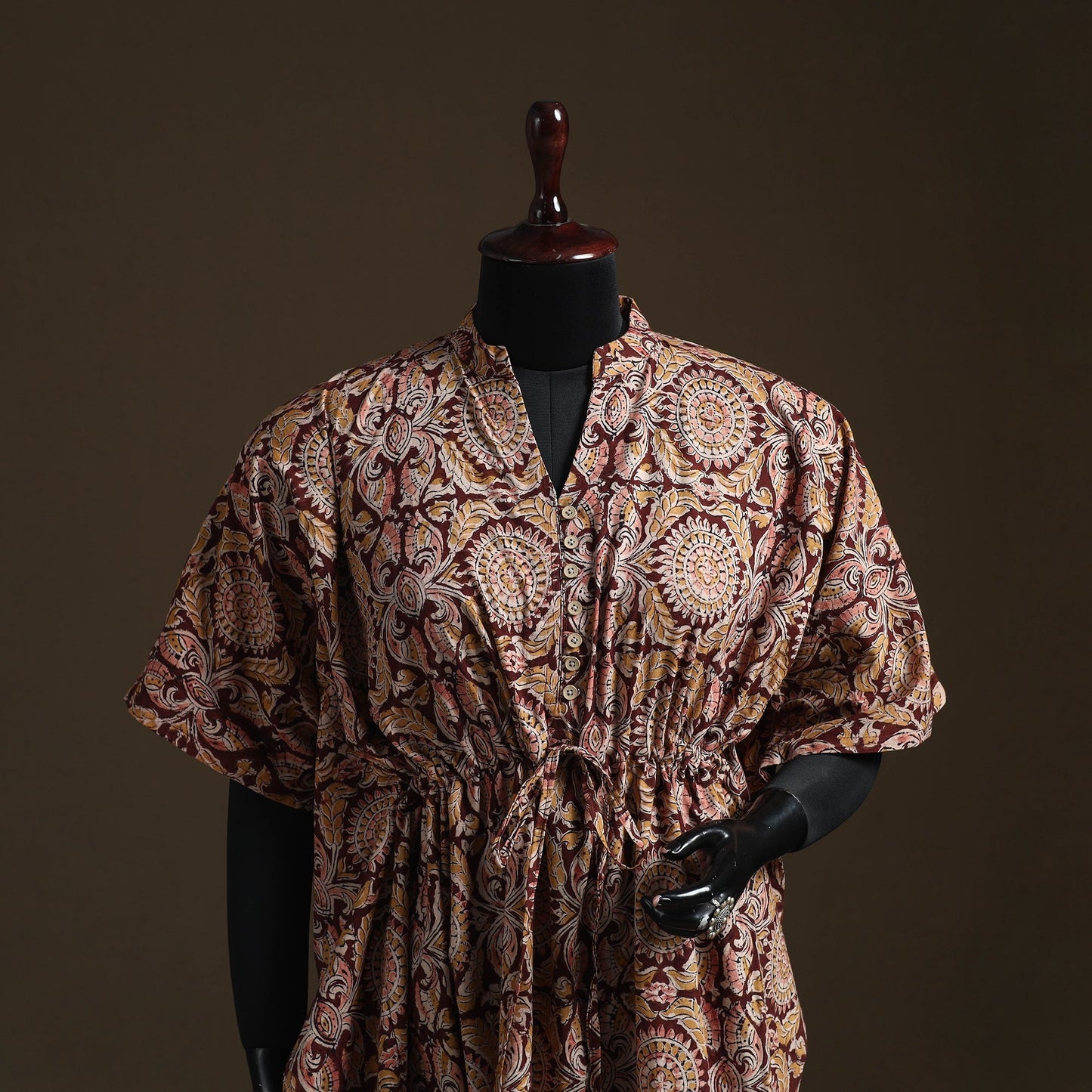 Natural dyed hand block kalamkari print cotton kaftan