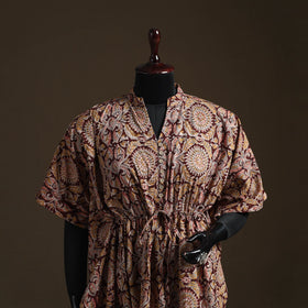 Natural dyed hand block kalamkari print cotton kaftan