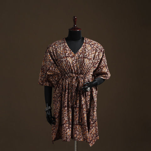 Natural dyed hand block kalamkari print cotton kaftan
