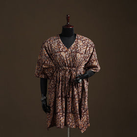 Natural dyed hand block kalamkari print cotton kaftan