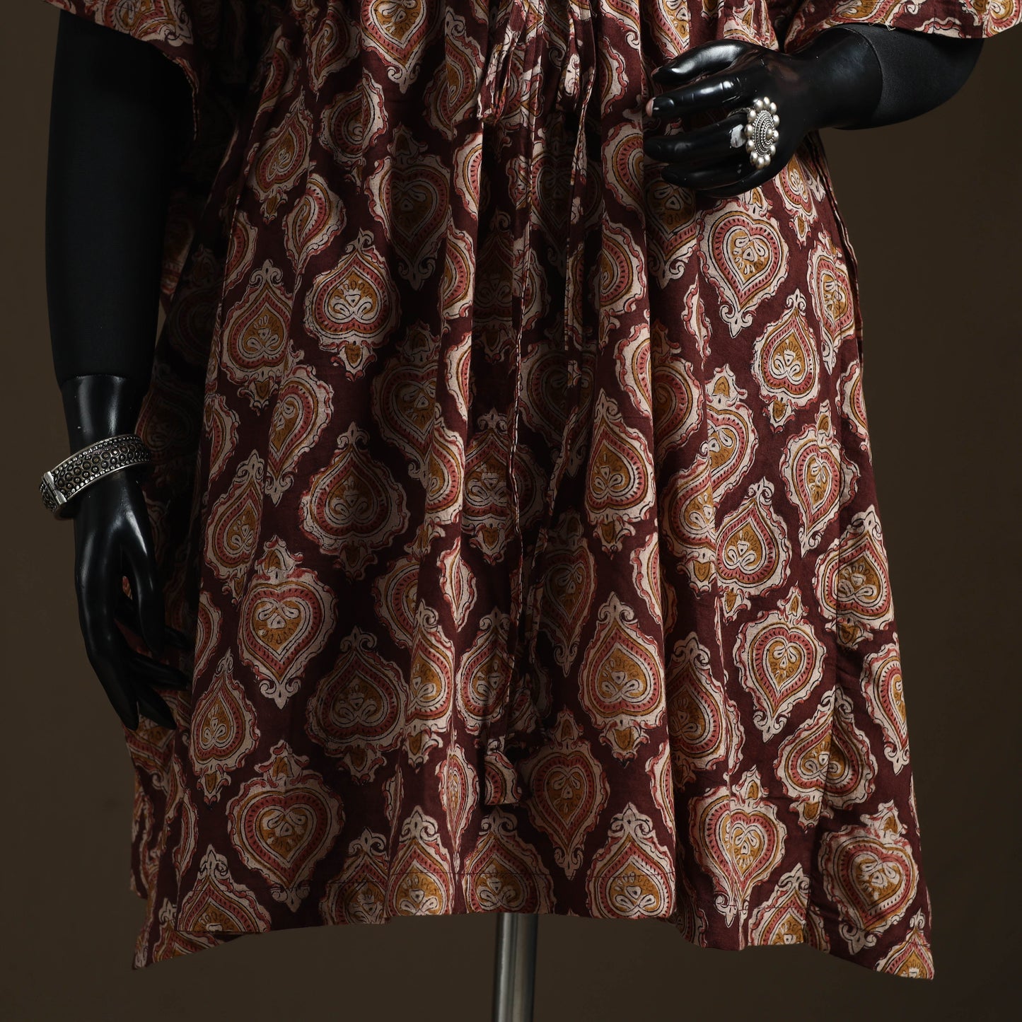 Natural dyed hand block kalamkari print cotton kaftan