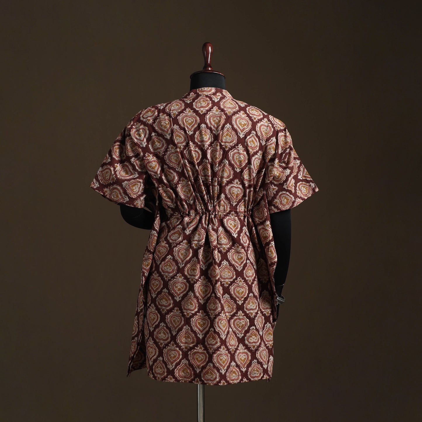 Natural dyed hand block kalamkari print cotton kaftan