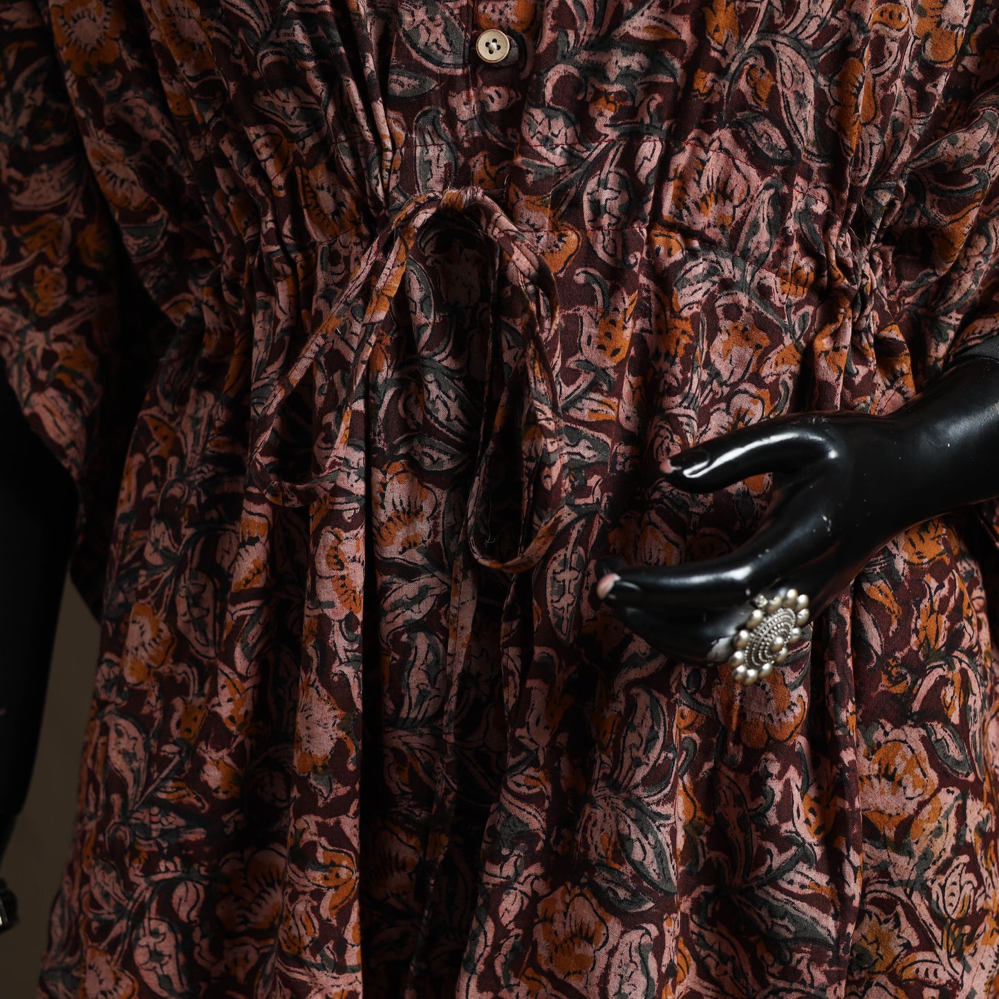Natural dyed hand block kalamkari print cotton kaftan