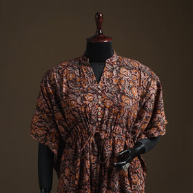 Natural dyed hand block kalamkari print cotton kaftan