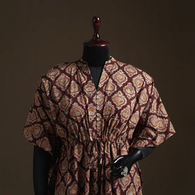 Natural dyed hand block kalamkari print cotton kaftan