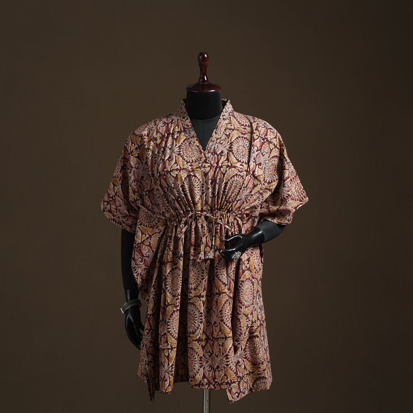 Natural dyed hand block kalamkari print cotton kaftan