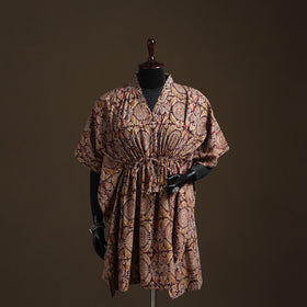 Natural dyed hand block kalamkari print cotton kaftan