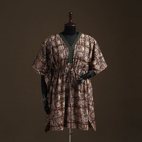 Natural dyed hand block kalamkari print cotton kaftan