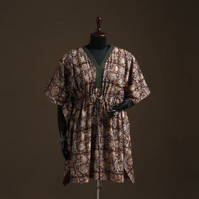 Natural dyed hand block kalamkari print cotton kaftan