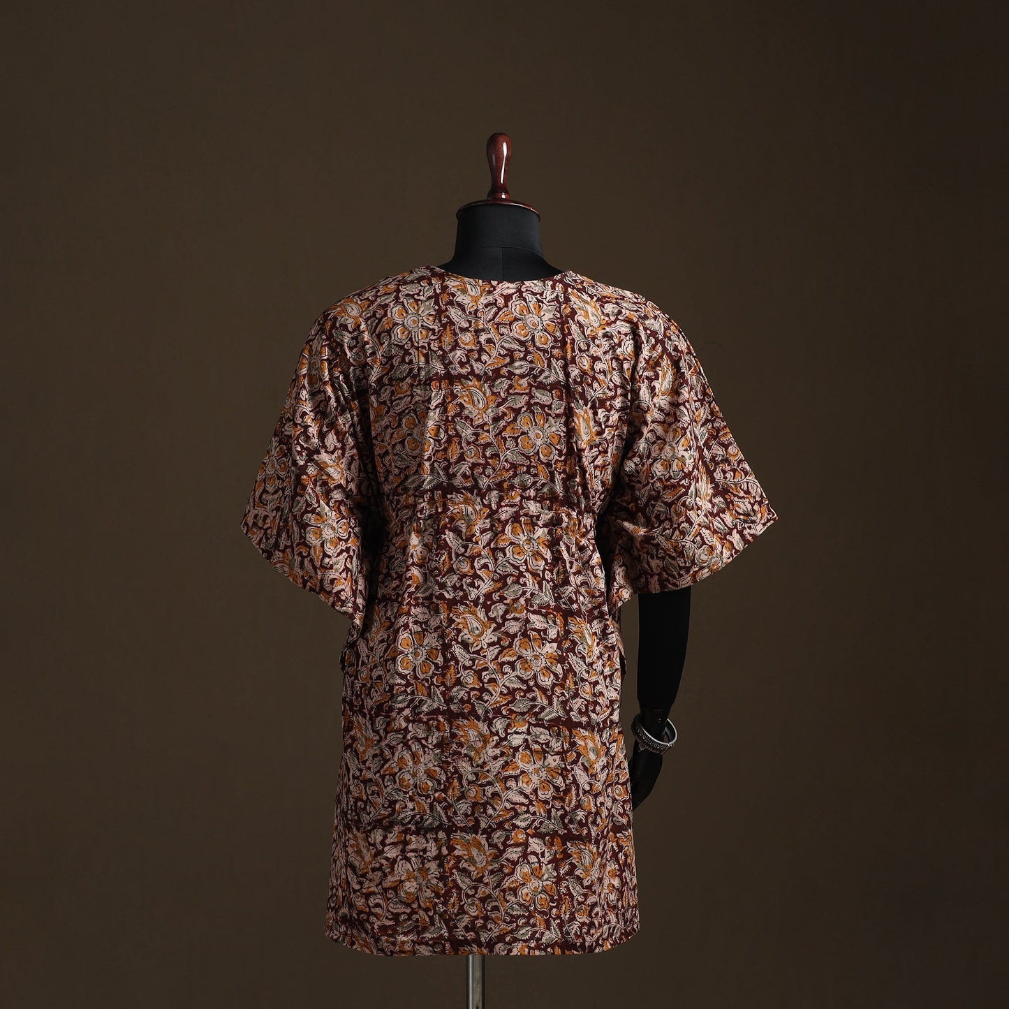 Natural dyed hand block kalamkari print cotton kaftan