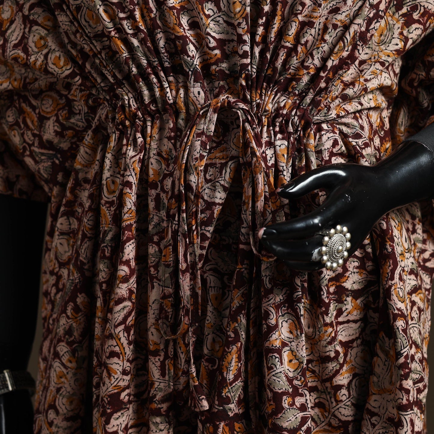 Natural dyed hand block kalamkari print cotton kaftan