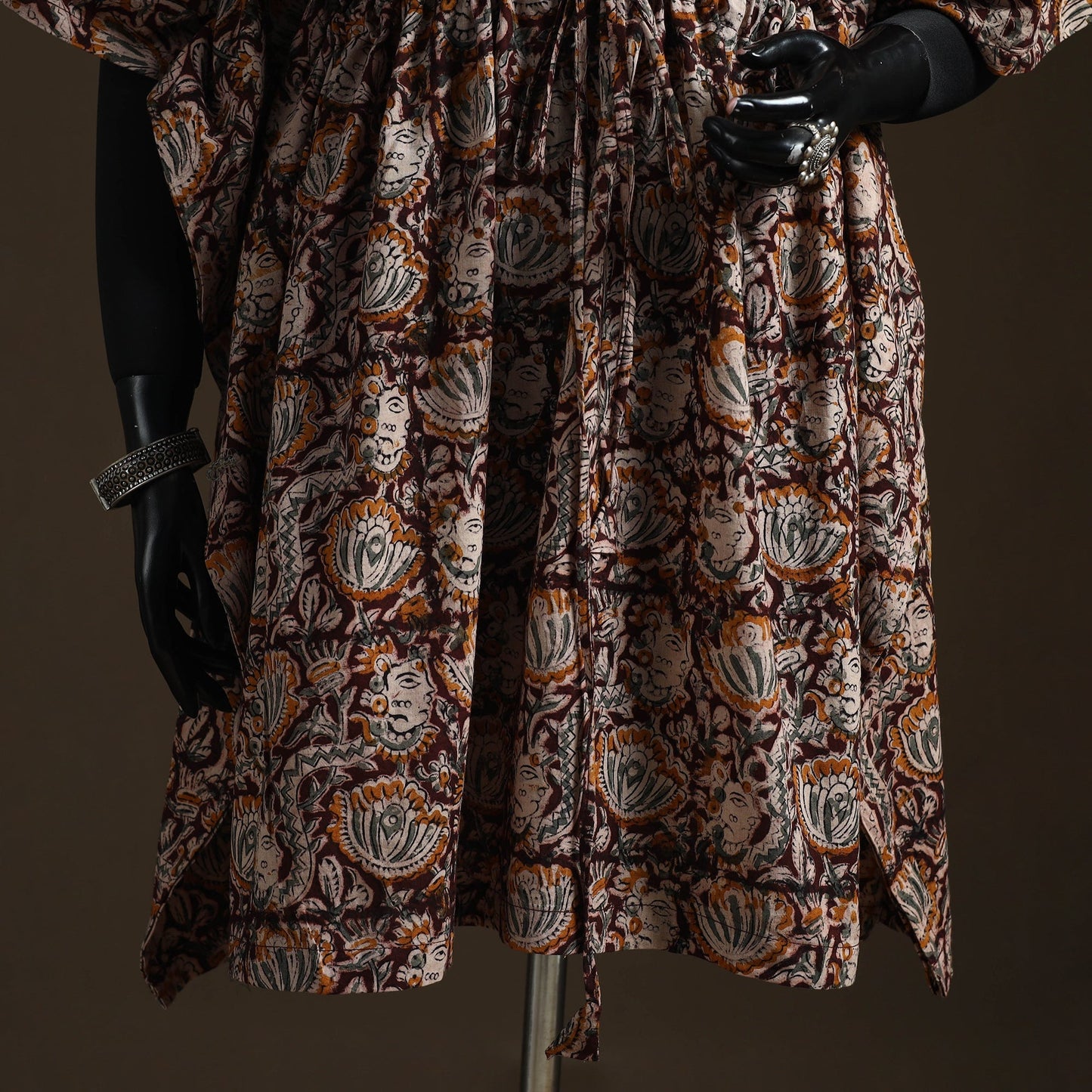Natural dyed hand block kalamkari print cotton kaftan