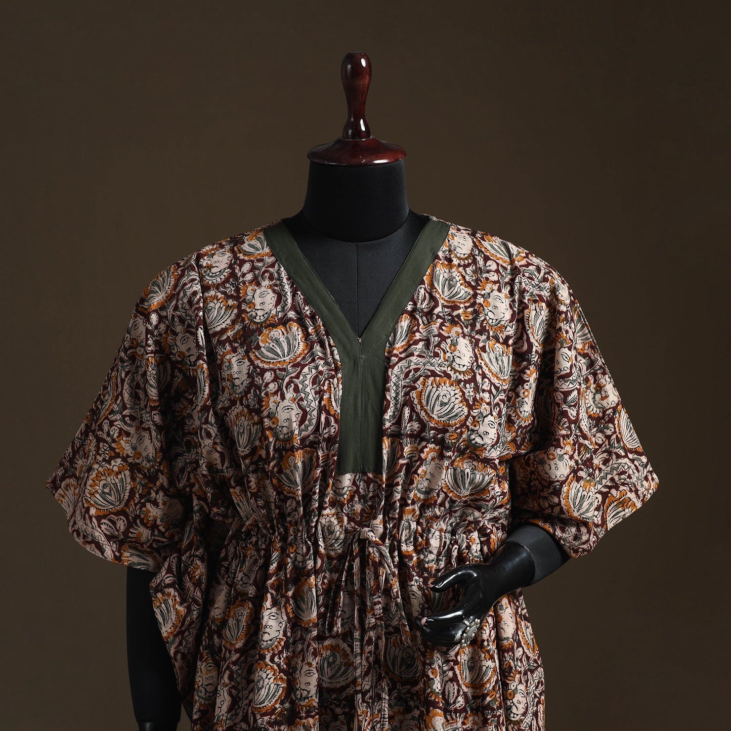 Natural dyed hand block kalamkari print cotton kaftan