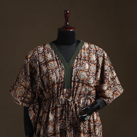 Natural dyed hand block kalamkari print cotton kaftan