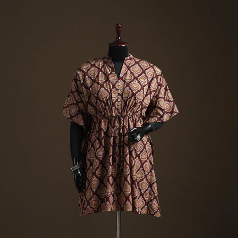 Natural dyed hand block kalamkari print cotton kaftan