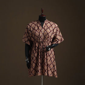 Natural dyed hand block kalamkari print cotton kaftan