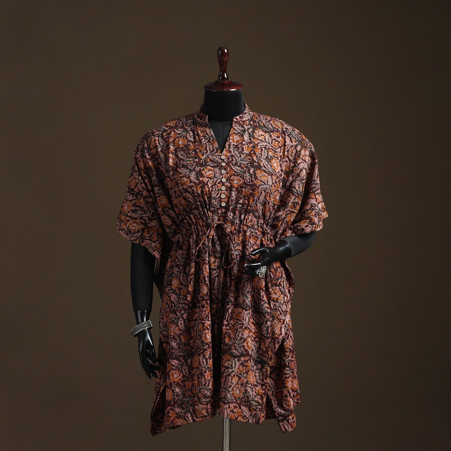 Natural dyed hand block kalamkari print cotton kaftan