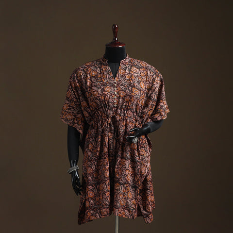Natural dyed hand block kalamkari print cotton kaftan