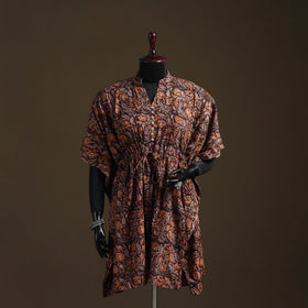 Natural dyed hand block kalamkari print cotton kaftan
