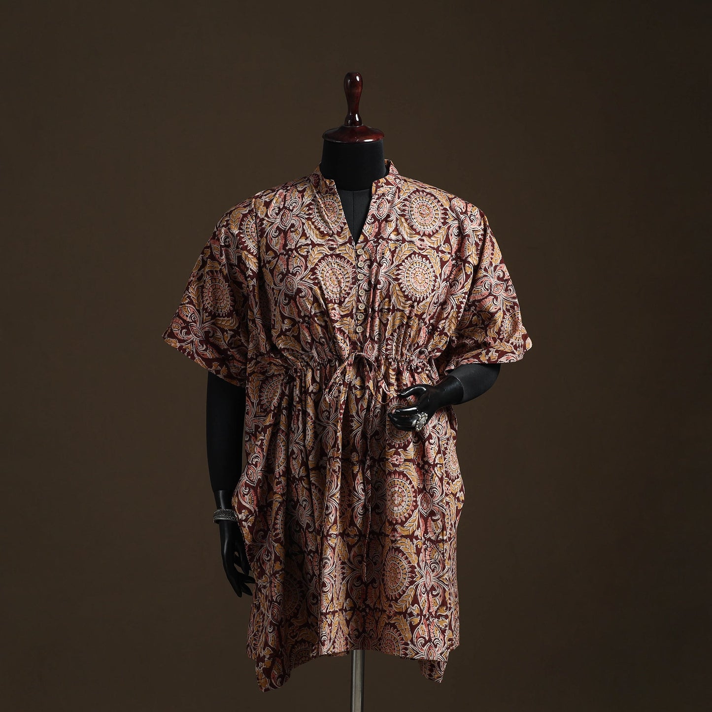 Natural dyed hand block kalamkari print cotton kaftan