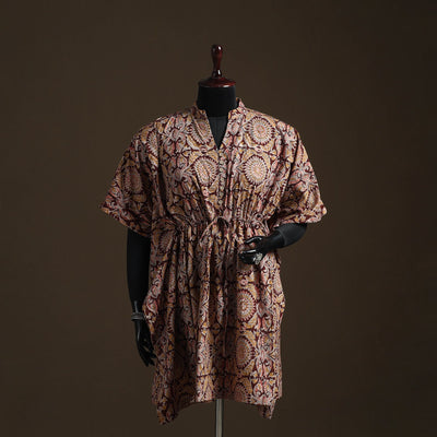 Natural dyed hand block kalamkari print cotton kaftan