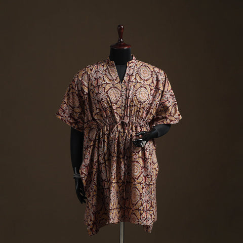Natural dyed hand block kalamkari print cotton kaftan