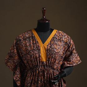 Natural dyed hand block kalamkari print cotton kaftan