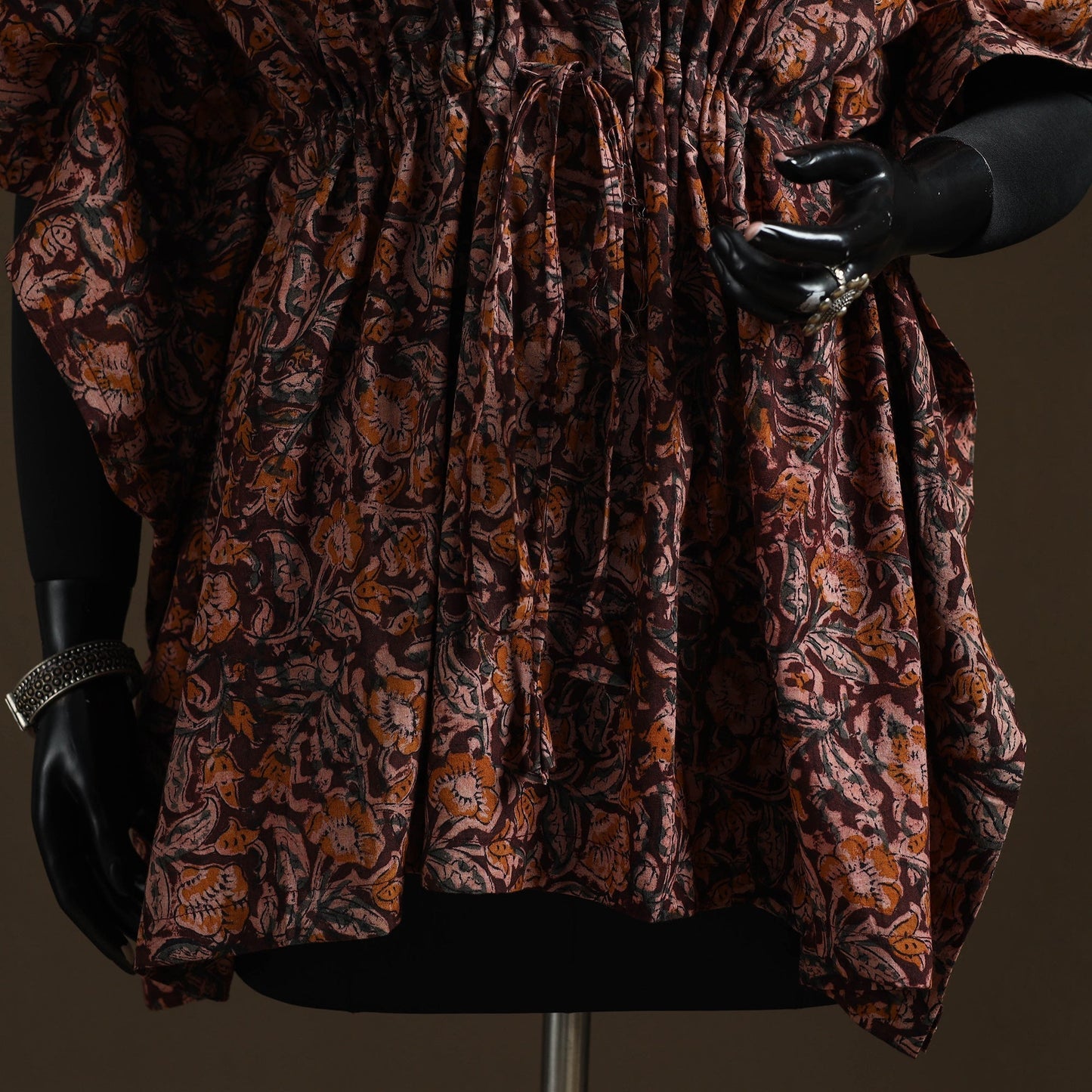 Natural dyed hand block kalamkari print cotton kaftan