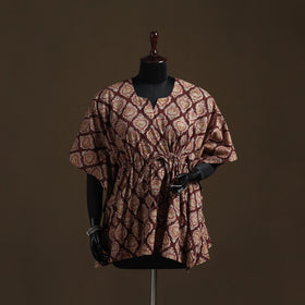 Natural dyed hand block kalamkari print cotton kaftan