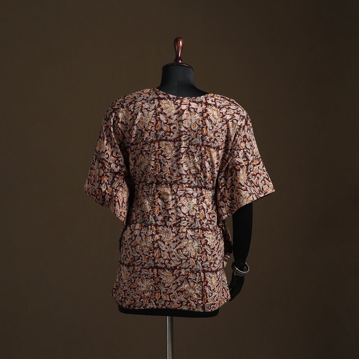Natural dyed hand block kalamkari print cotton kaftan