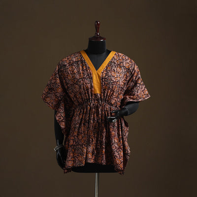 Natural dyed hand block kalamkari print cotton kaftan