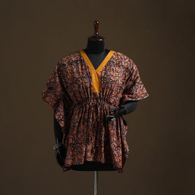 Natural dyed hand block kalamkari print cotton kaftan