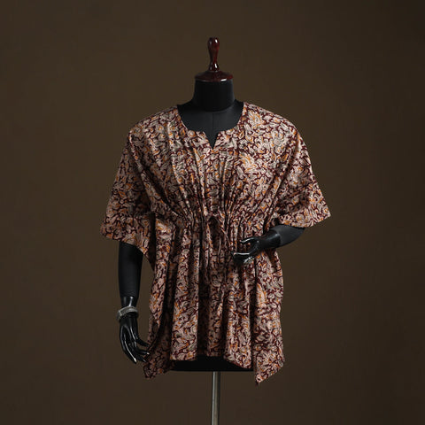 Natural dyed hand block kalamkari print cotton kaftan