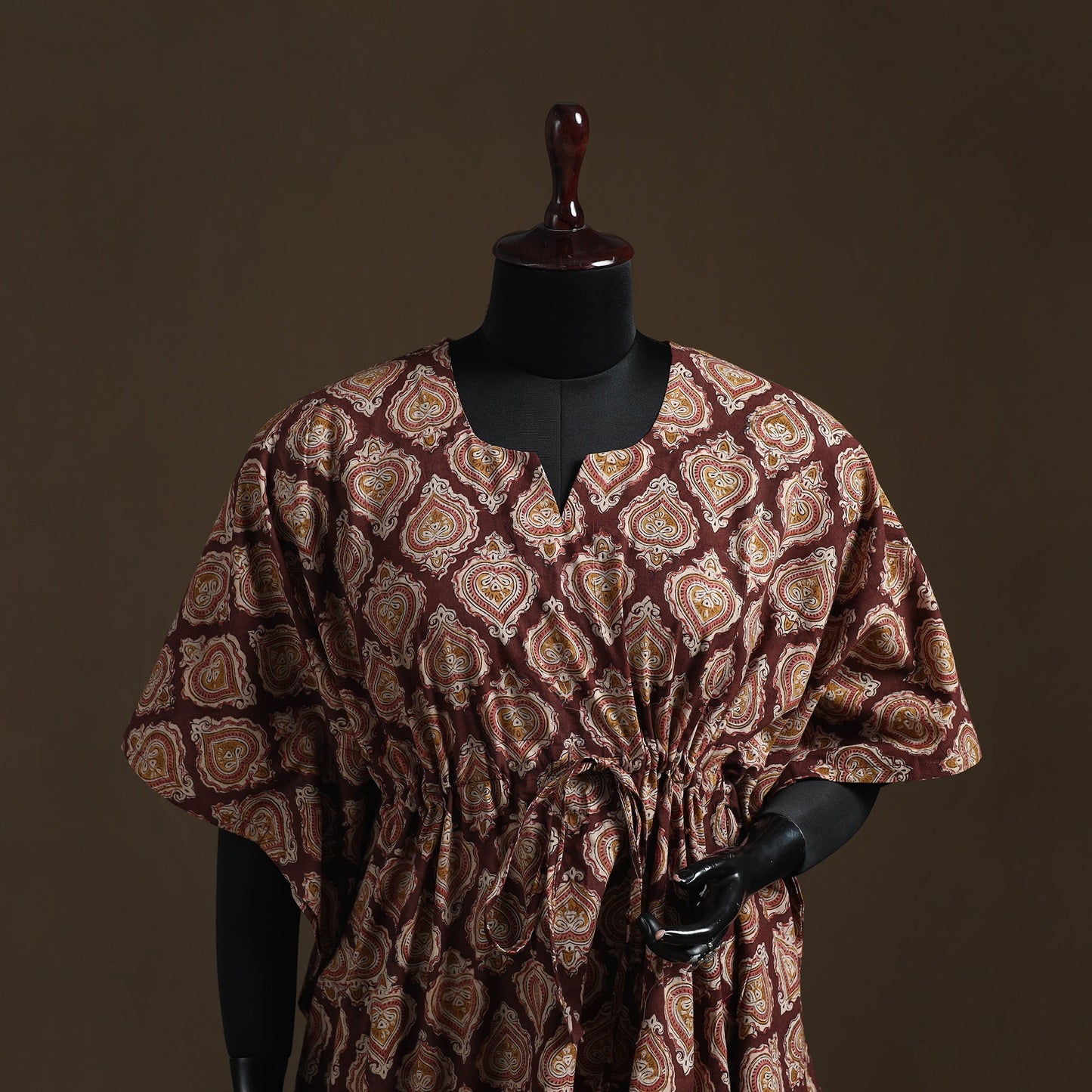 Natural dyed hand block kalamkari print cotton kaftan