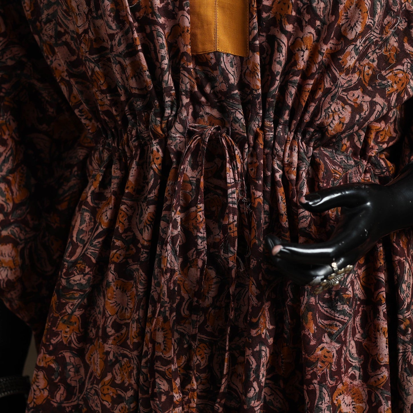 Natural dyed hand block kalamkari print cotton kaftan