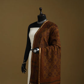 Brown - natural dyed hand chanderi silk bagh dupatta 11