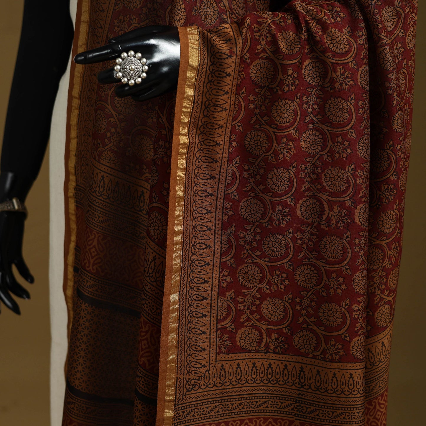 Brown - natural dyed hand chanderi silk bagh dupatta 20