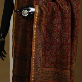 Brown - natural dyed hand chanderi silk bagh dupatta 20