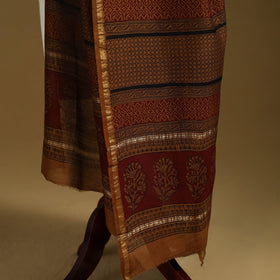 Brown - natural dyed hand chanderi silk bagh dupatta 20