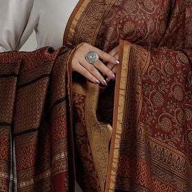 Buy Natural Dyed Hand Block Print Chanderi Silk Bagh Dupatta