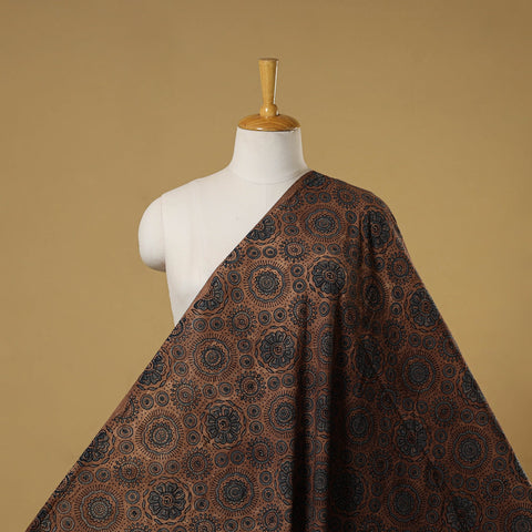 Brown - natural dyed hand cotton fabric 10 - handcrafted